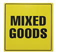 MIXED GOODS Printed Label Black on Orange 99mm x 99mm  500 Labels Roll